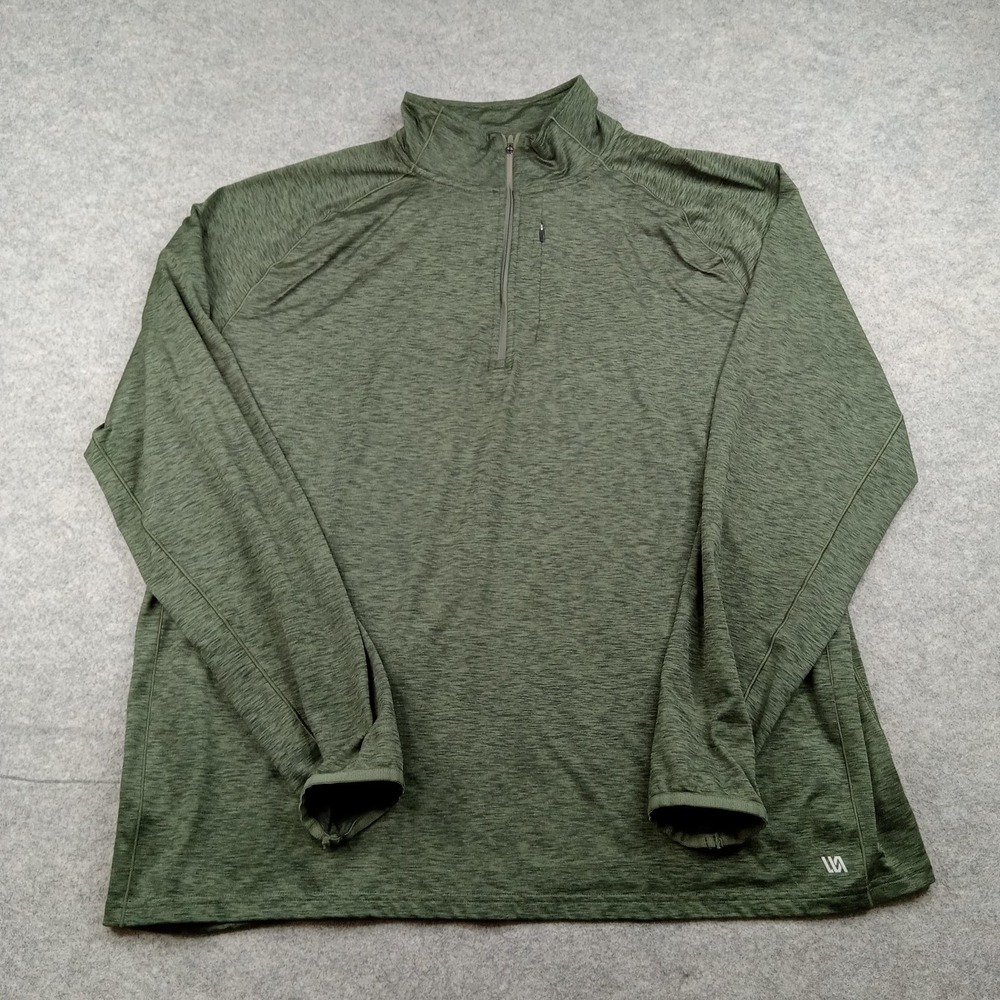 VRST Pullover Mens 2XL Green 1/4 Zip Long Sleeve Top Stretch Performance‎ Pocket